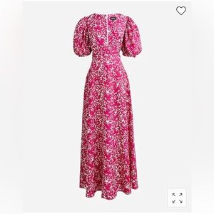 Jcrew Collection Puff Sleeve V Neck Maxi Dress